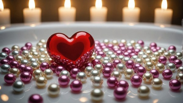 Perles de bain coeur fantaisie: luxe et détente parfumée